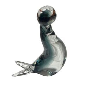 Seal W/Ball Heavy Hand Made Glass Heavy Duty Ocean Paperweight Gift Office Work